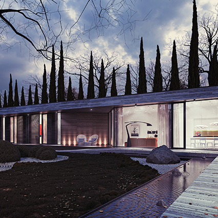 Natural light optimization through large glass surfaces